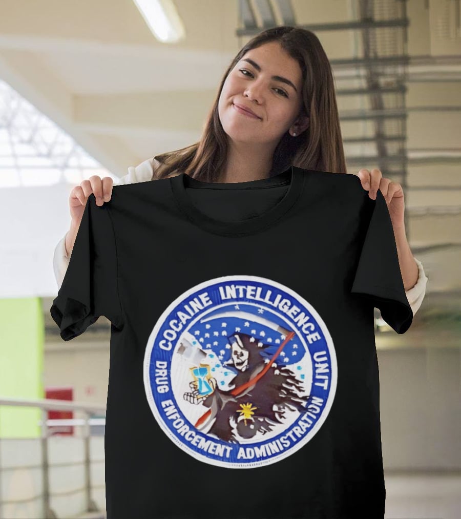 Cocaine Intelligence Unit Drug Enforcement Administration Grim Reaper Holding Hourglass Patch T-Shirt