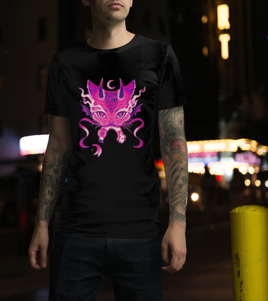 Flim Flam Flamingo DevilCat Fantasy T-Shirt