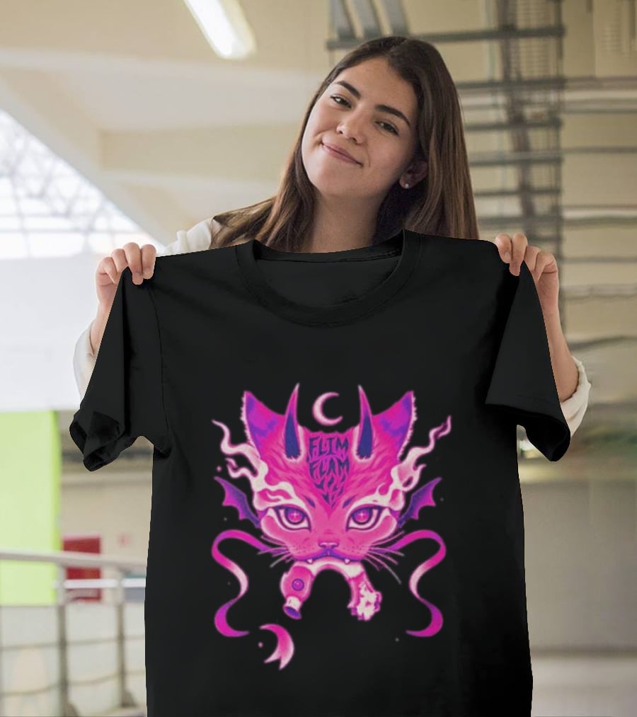 Flim Flam Flamingo DevilCat Fantasy T-Shirt