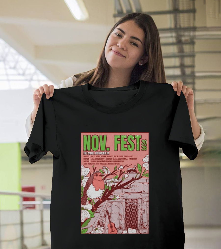 Nov. Fest 2026 The Camel Richmond VA Sally Rose Roger Harvey Julie Karr Tim Barry Lela Jane Barry Andrew Alli Josh Small Family Show T-Shirt