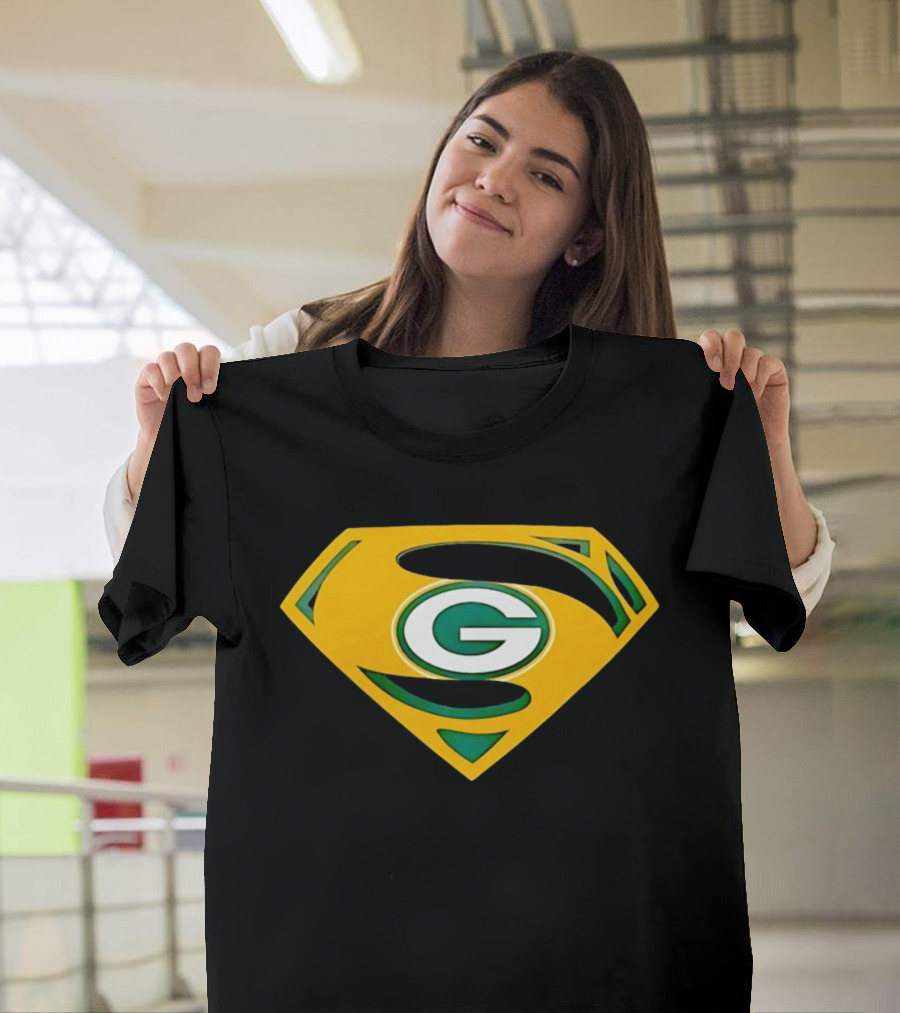 Green Bay Packers G In Superman Shield T-Shirt