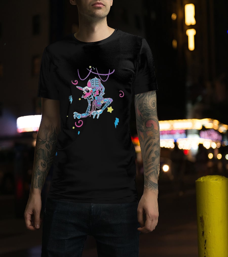 HEX X FNaF BTS Blacklight Mangle Purple Signature Stars Lightning Swirls T-Shirt