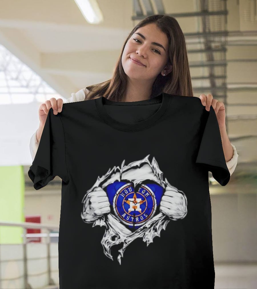 Houston Astros Ripped Skin MLB Baseball Hidden T-Shirt