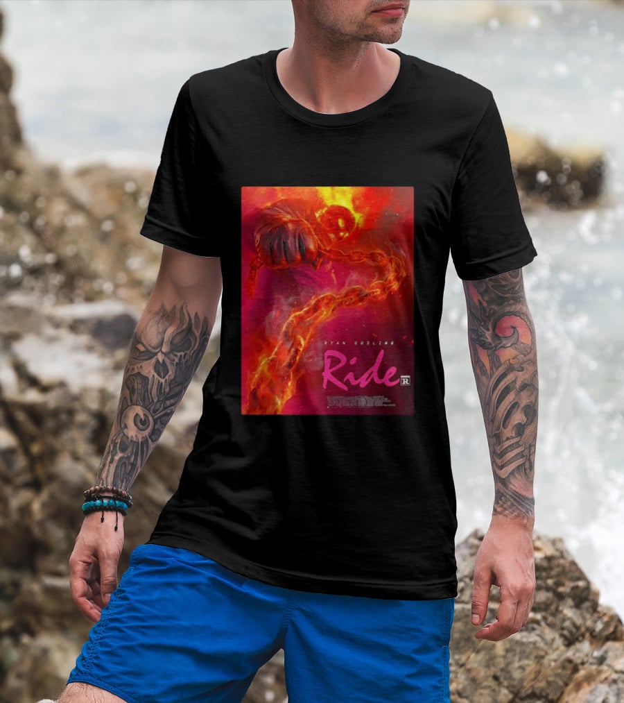 Ryan Gosling Ride Movie Ghost Rider Flaming Chain Image T-Shirt