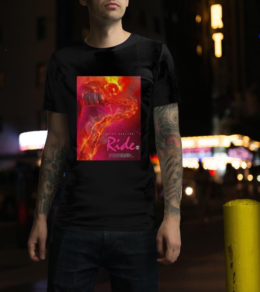 Ryan Gosling Ride Movie Ghost Rider Flaming Chain Image T-Shirt