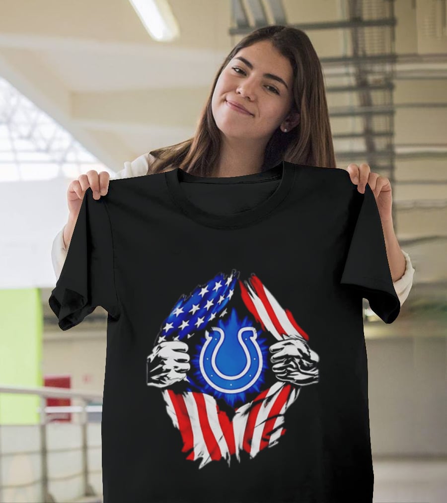 Indianapolis Colts American Flag Ripped Chest T-Shirt