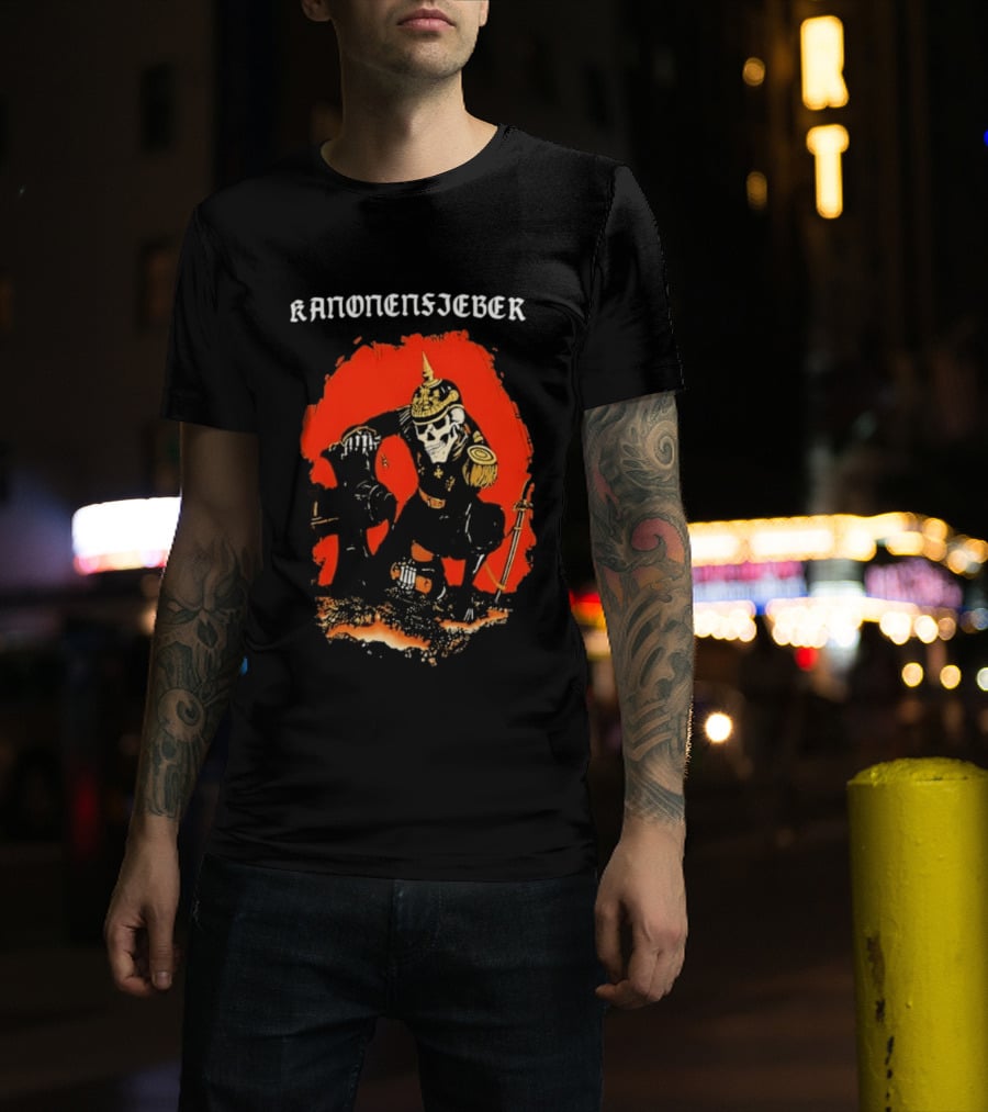 Kanonenfieber Skeleton Soldier Black Metal Warrior Artillery T-Shirt