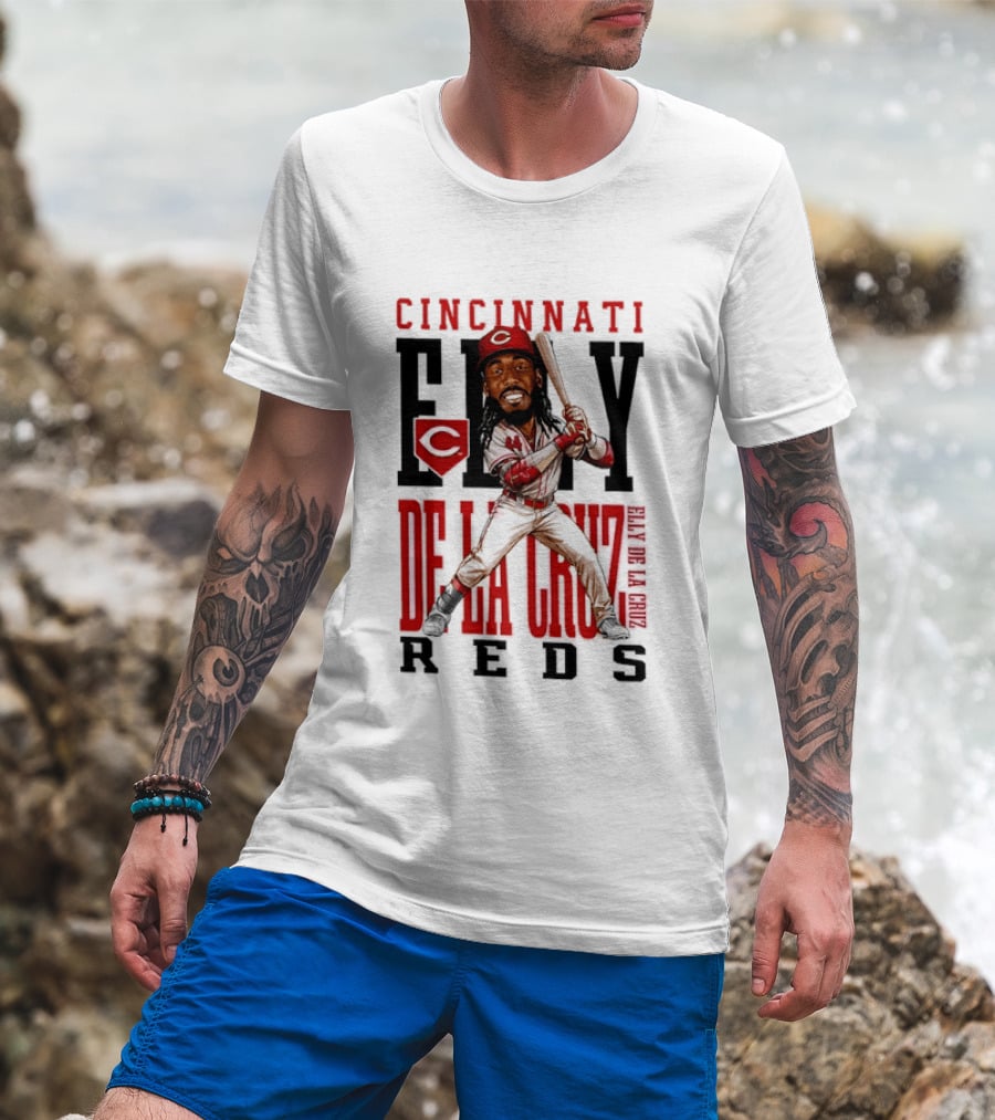 Cincinnati Reds Elly De La Cruz Baseball Caricature T-Shirt