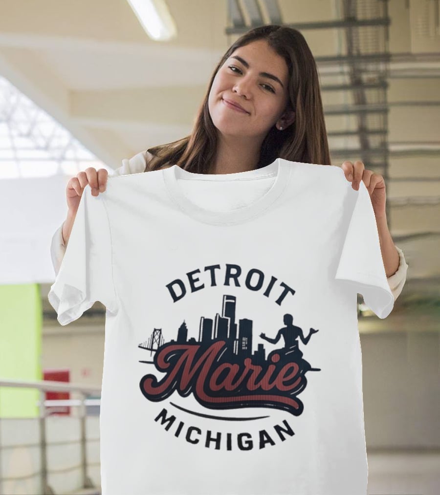 Detroit Michigan Marie Skyline T-Shirt
