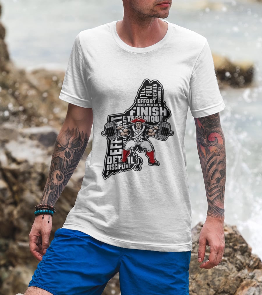 Patriots Weight Room Effort Discipline Finish Technique Toughness T-Shirt