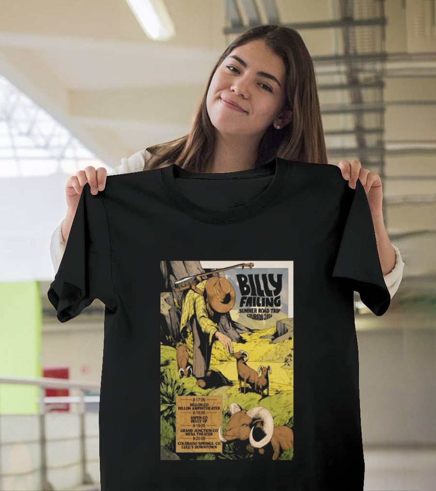Billy Failing Summer Road Trip Colorado 2026 Dillon Amphitheater Belly Up Mesa Theater Lulu's Downtown T-Shirt