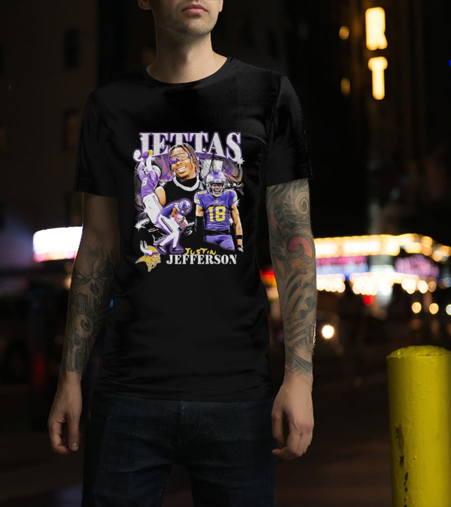 Fanatics Black Jettas Justin Jefferson Minnesota Vikings Notorious Player T-Shirt