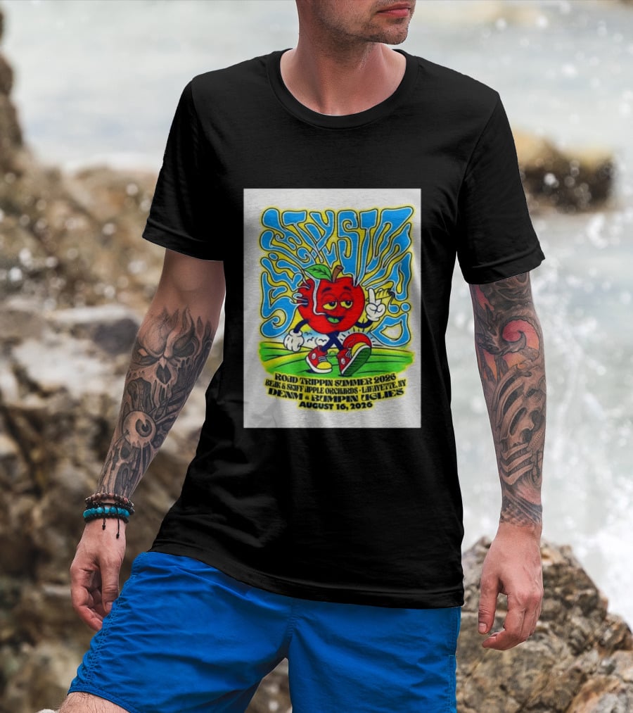 Slightly Stoopid Road Trippin Summer 2026 Beak & Skiff Orchards LaFayette NY August 16 With Denim And Bumpin Uglies T-Shirt
