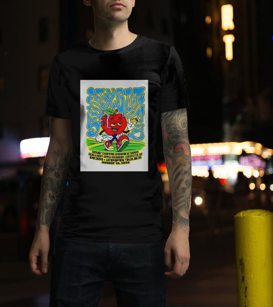 Slightly Stoopid Road Trippin Summer 2026 Beak & Skiff Orchards LaFayette NY August 16 With Denim And Bumpin Uglies T-Shirt