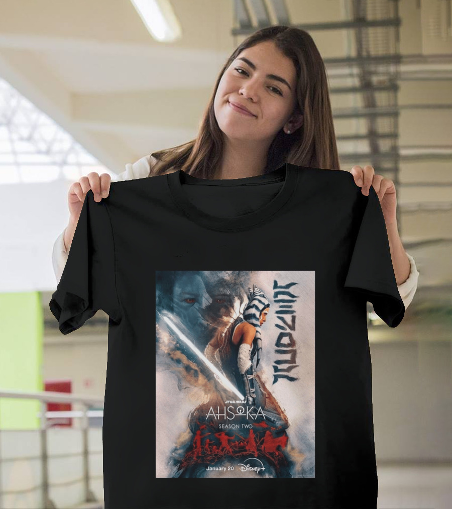 Star Wars Ahsoka Season 2 Premiering January 20 Disney Plus Featuring Lightsaber And Characters T-Shirt