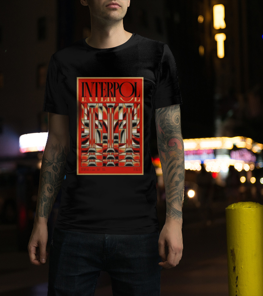 Interpol August 15 2026 San Diego CA Geometric Art Deco Concert T-Shirt