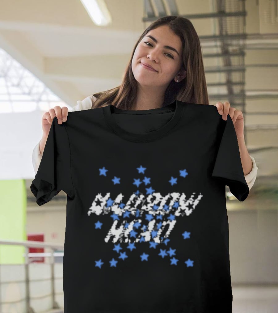 Narrow Head Starry Pattern Blue White Stars T-Shirt