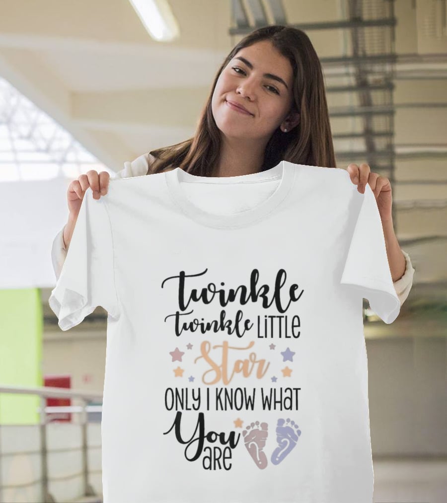 Twinkle Twinkle Little Star Only I Know What You Are Gender Reveal Baby Feet T-Shirt