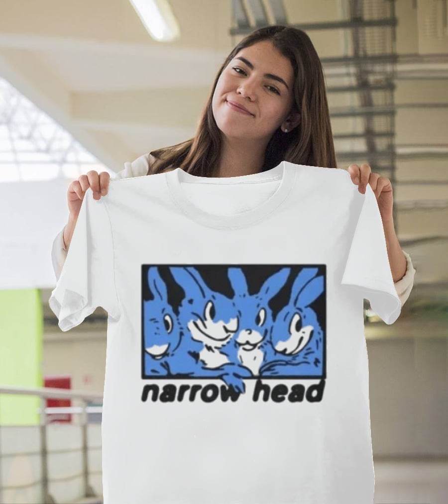 Narrow Head Four Rabbits Blue Black White T-Shirt