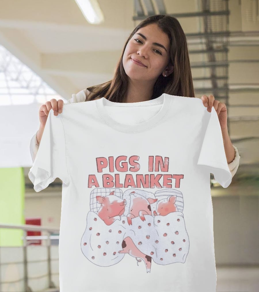 Pigs In A Blanket Cozy Strawberry Bedding T-Shirt