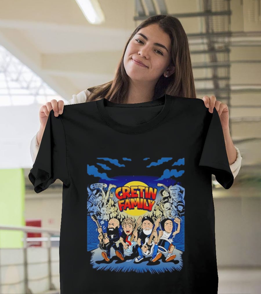 Cretin Family Ramones Cartoon Band Punk Rock Skull T-Shirt