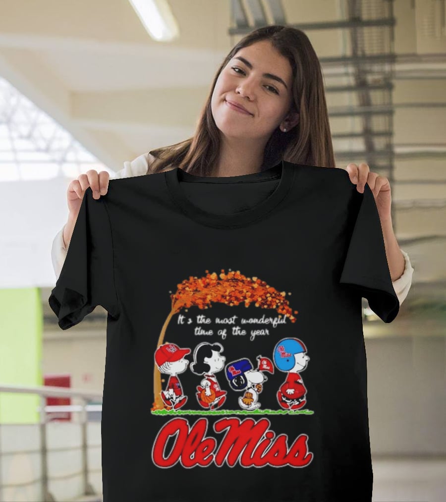 Ole Miss Rebels Peanuts Characters Most Wonderful Time Of The Year T-Shirt