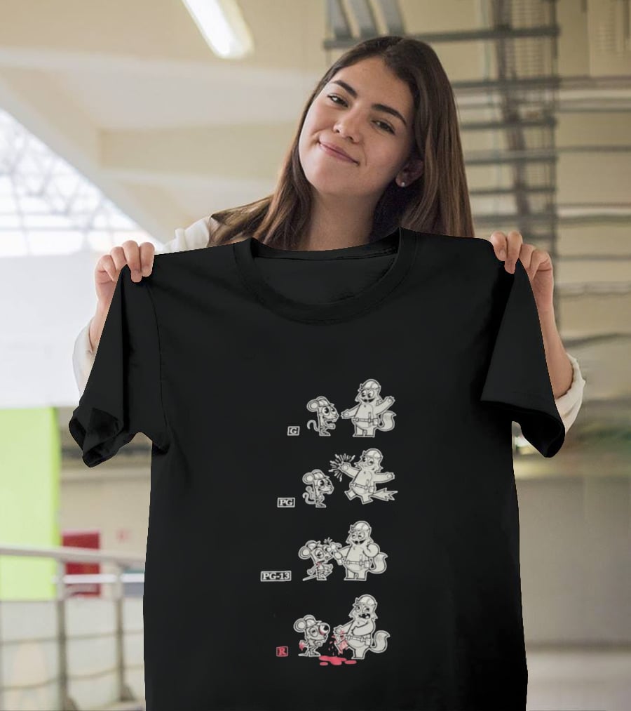 G To R Movie Rating Evolution Cartoon Film Characters Humor T-Shirt