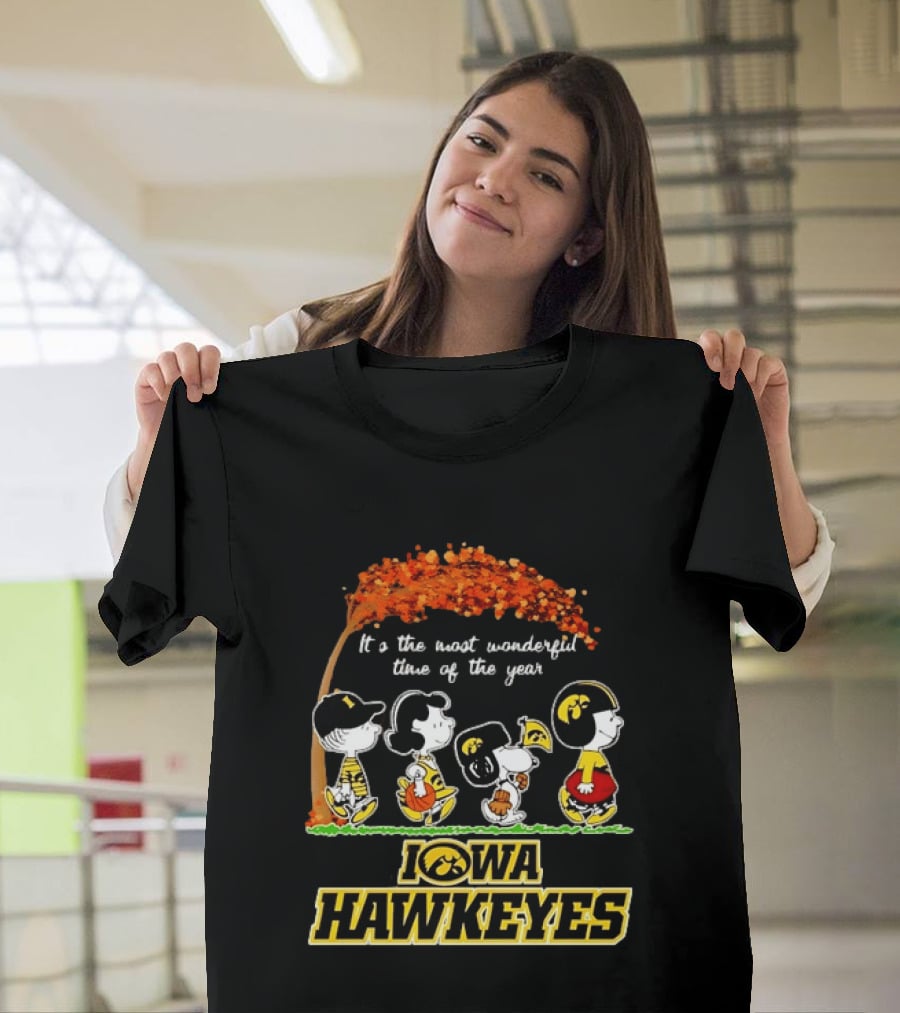 Iowa Hawkeyes Peanuts Characters It's The Most Wonderful Time Of The Year T-Shirt