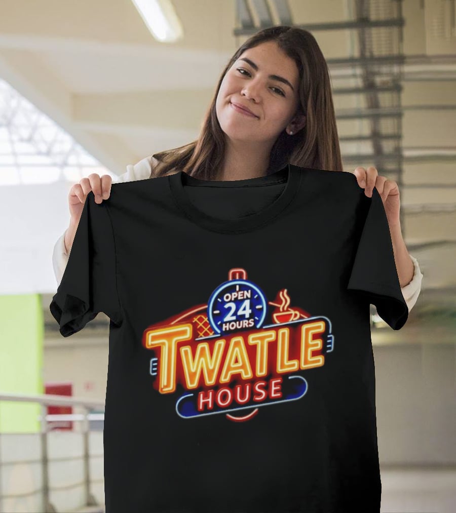 Twatle House Open 24 Hours Neon Sign Restaurant Decor Coffee Cup T-Shirt