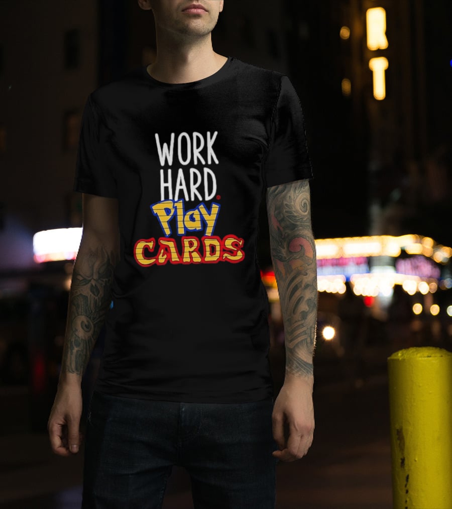 Work Hard Play Cards Retro Style Card Games Fun T-Shirt