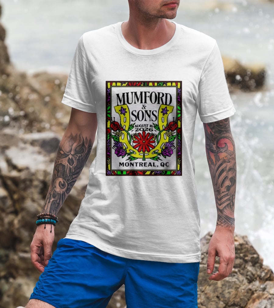 Mumford & Sons August 16 2026 Montreal QC Floral Horseshoe T-Shirt