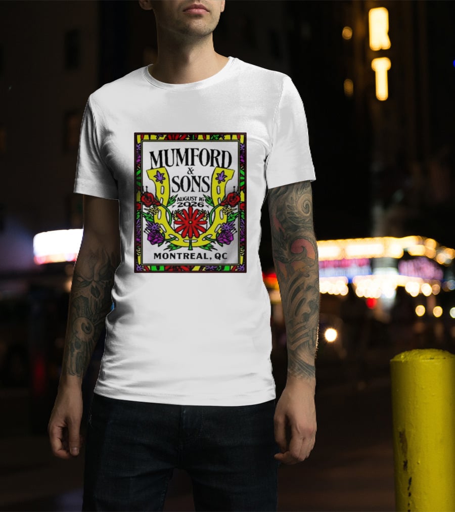 Mumford & Sons August 16 2026 Montreal QC Floral Horseshoe T-Shirt