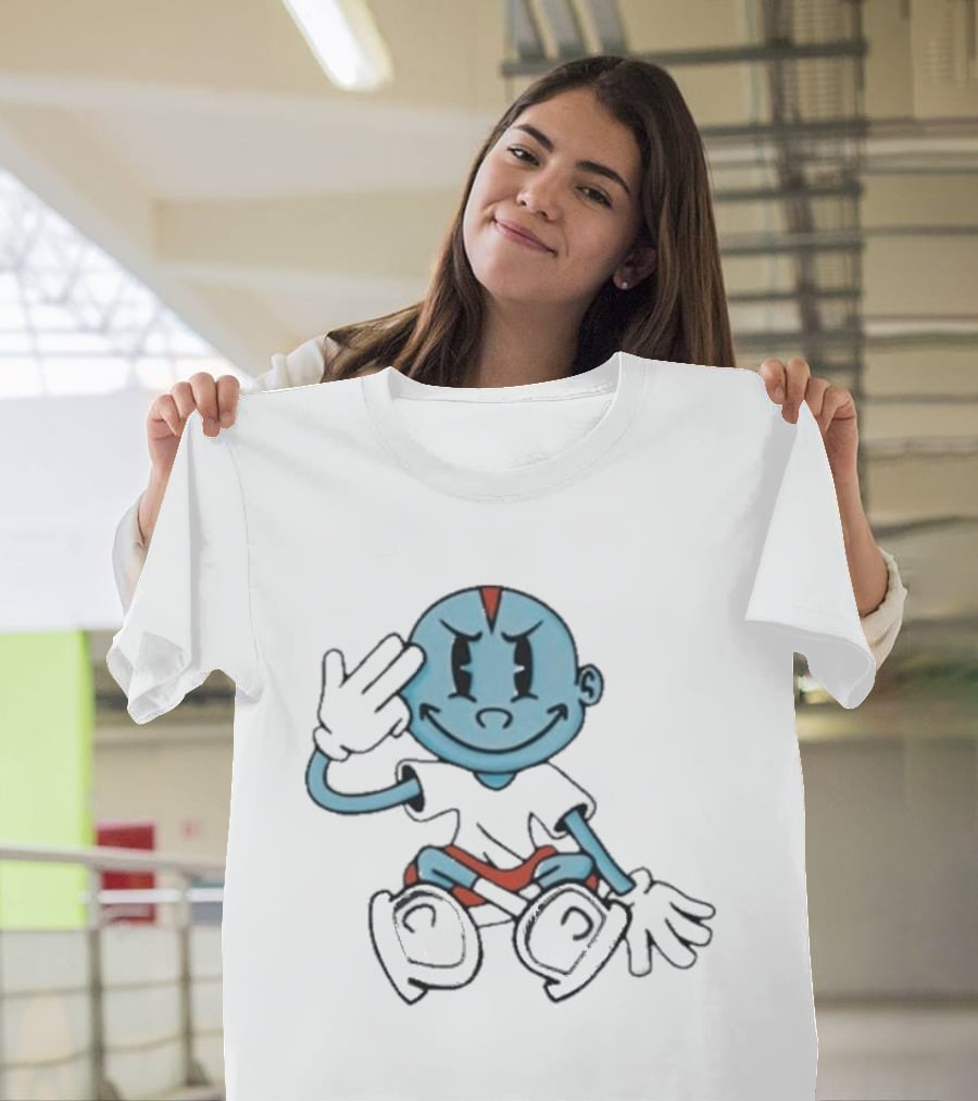 Lil Darkie Brahman Sits Blue Cartoon Figure With Red Shorts And Gloves T-Shirt