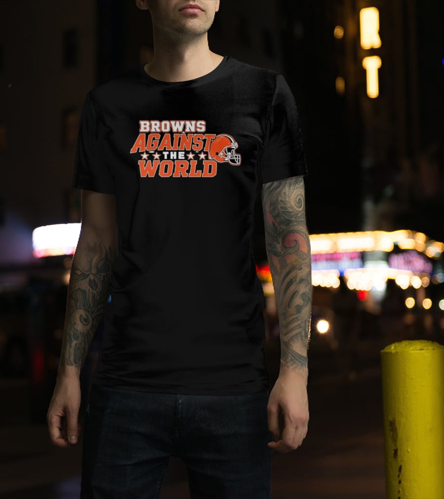 Browns Against The World Football Helmet Stars T-Shirt