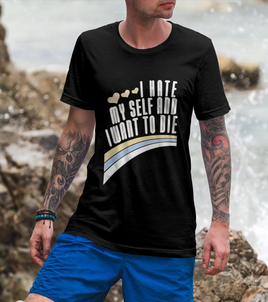 I Hate Myself And I Want To Die Nirvana Hearts Rainbow T-Shirt