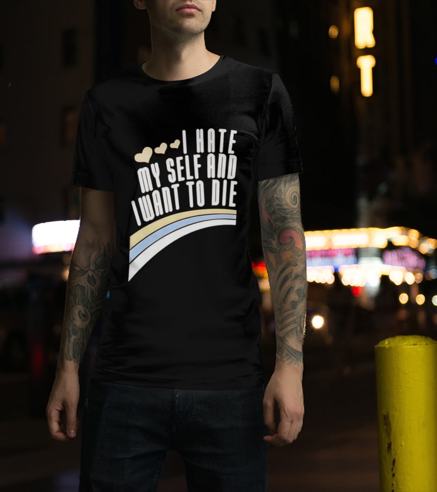 I Hate Myself And I Want To Die Nirvana Hearts Rainbow T-Shirt