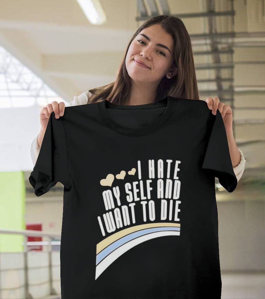 I Hate Myself And I Want To Die Nirvana Hearts Rainbow T-Shirt