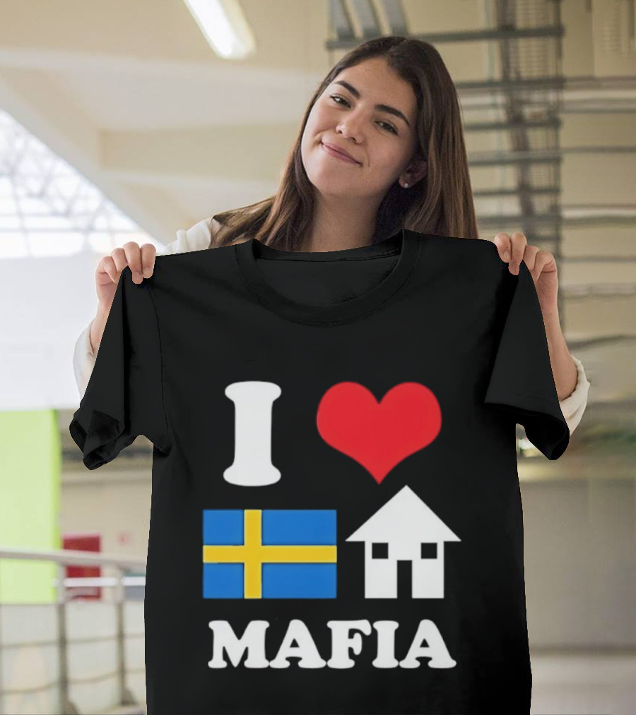 I Love Swedish Flag Heart House Mafia EDM Electronic Dance Music T-Shirt