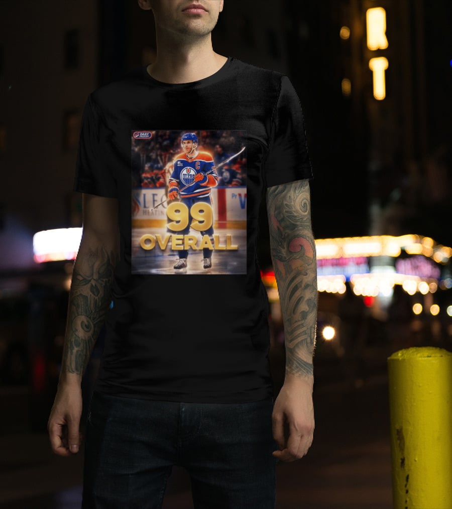 McDavid Oilers 99 Overall Daily Faceoff NHL Captain Hockey T-Shirt