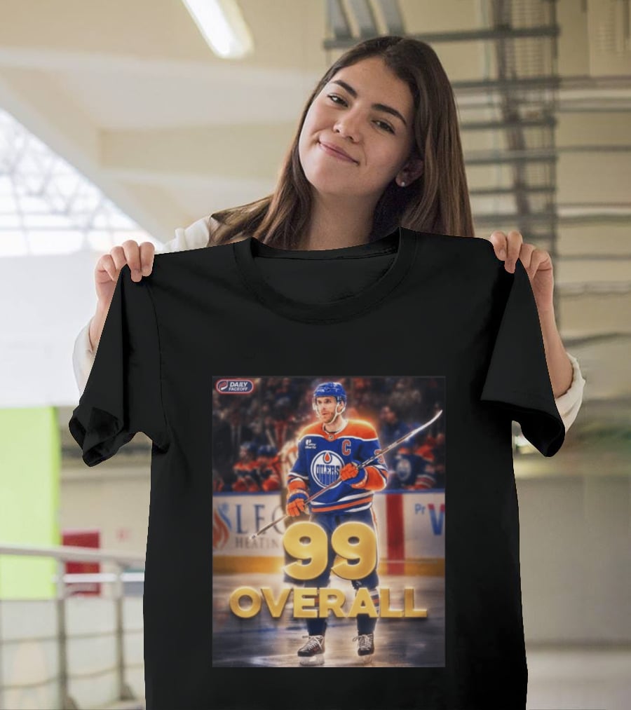 McDavid Oilers 99 Overall Daily Faceoff NHL Captain Hockey T-Shirt