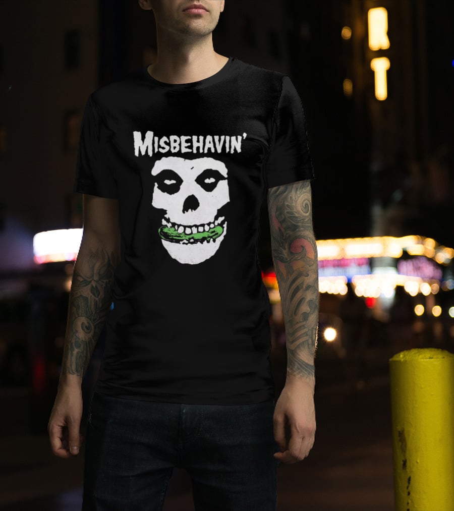 Misbehavin' Pickle Skull Misfits Punk Rock T-Shirt