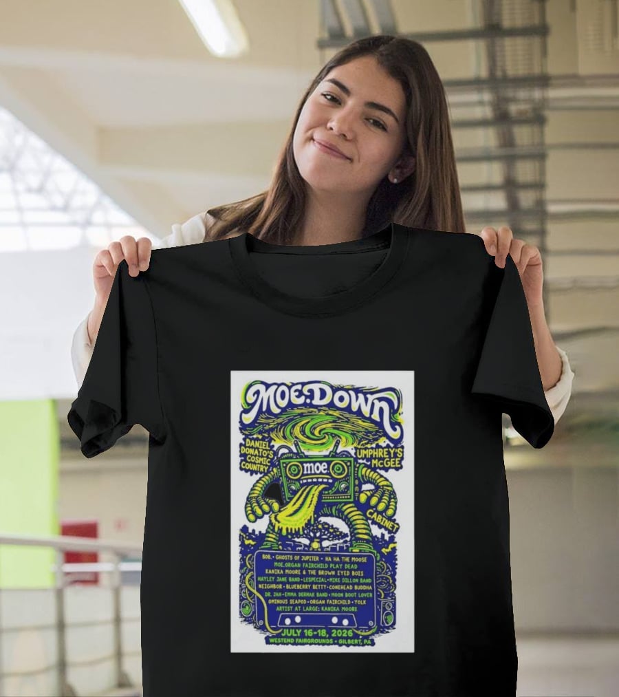 MoeDown July 16 18 2026 Westend Fairgrounds Gilbert PA Featuring Moe. Umphrey's McGee Daniel Donato's Cosmic Country Cabinet T-Shirt