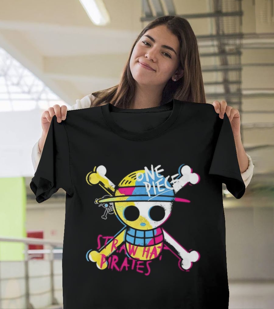 One Piece Straw Hat Pirates Skull Colorful Anime Manga T-Shirt