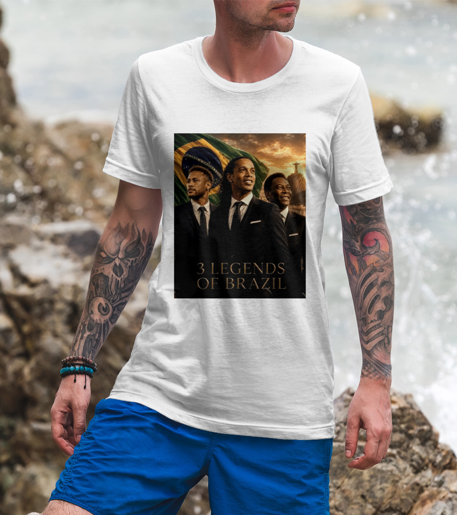 3 Legends Of Brazil Pelé Ronaldinho Neymar Brazilian Heritage T-Shirt