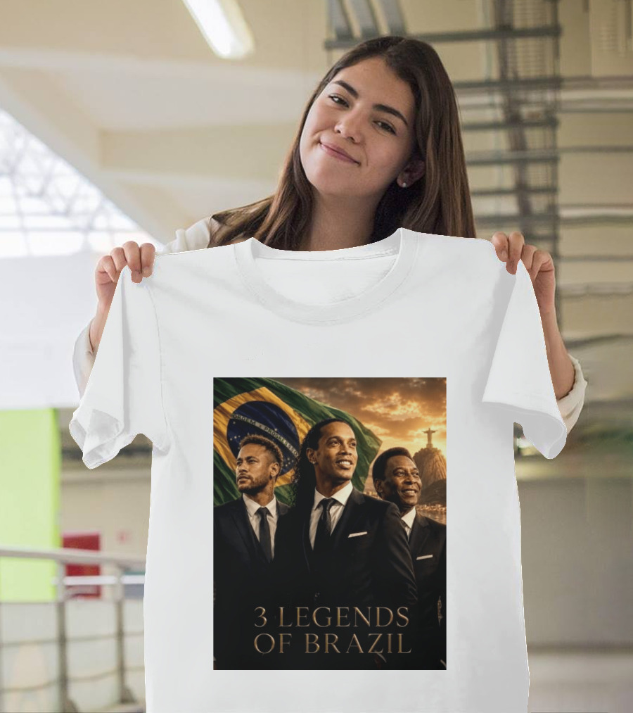 3 Legends Of Brazil Pelé Ronaldinho Neymar Brazilian Heritage T-Shirt