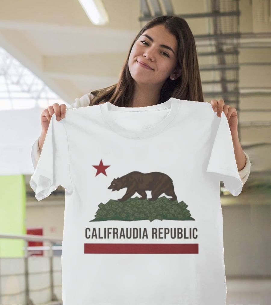 Califraudia Republic Bear Flag With Red Star T-Shirt