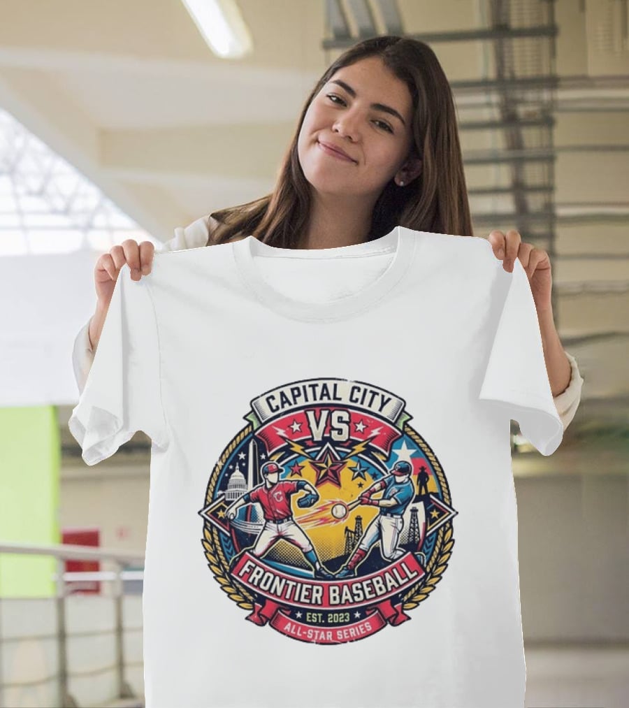 Capital City Vs Frontier Baseball All Star Series 2023 Vintage Emblem With Capitol And Frontier Iconography T-Shirt