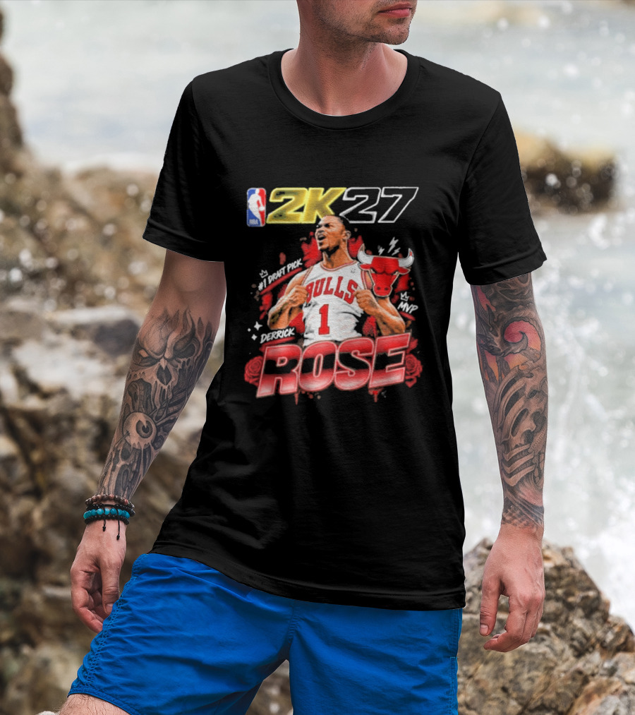 NBA 2K27 MVP Derrick Rose Bulls #1 Highlight T-Shirt