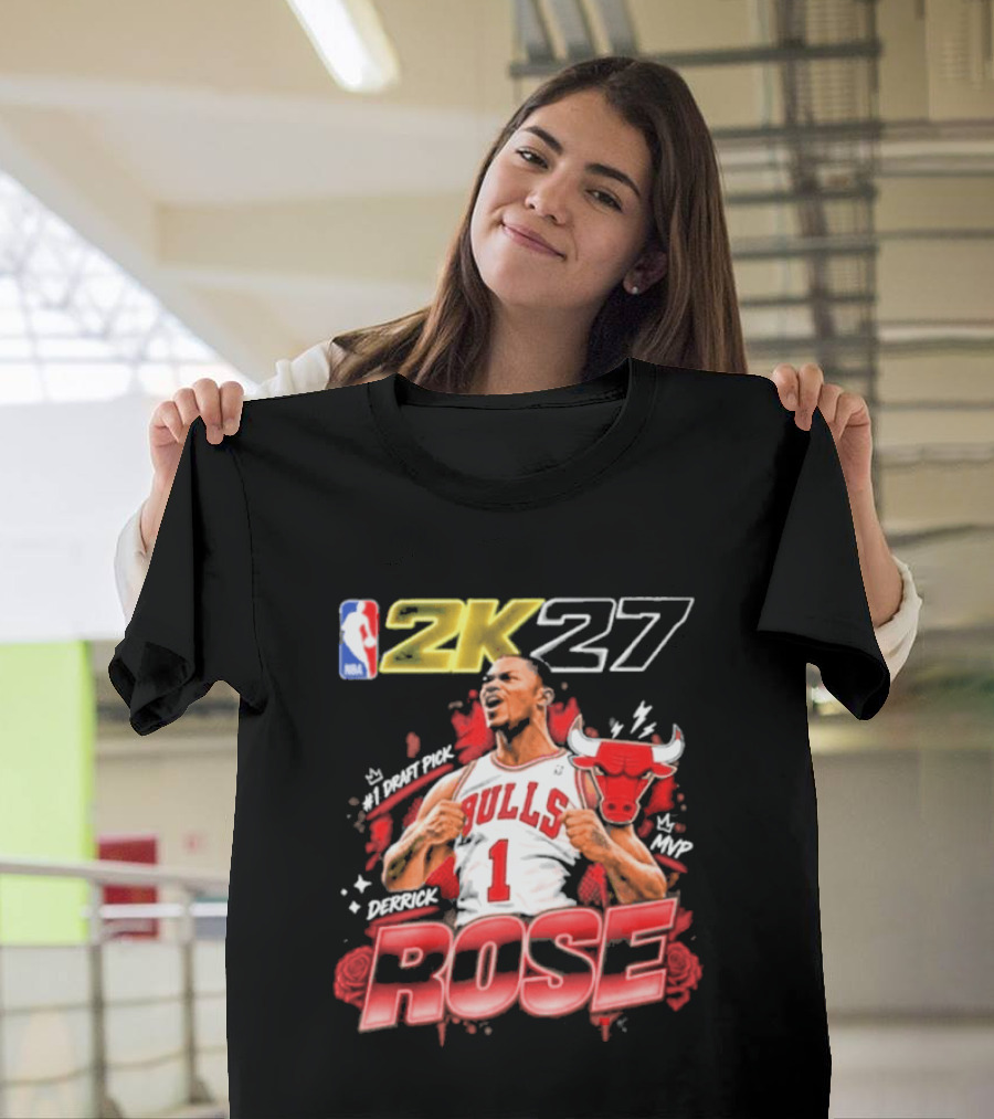 NBA 2K27 MVP Derrick Rose Bulls #1 Highlight T-Shirt