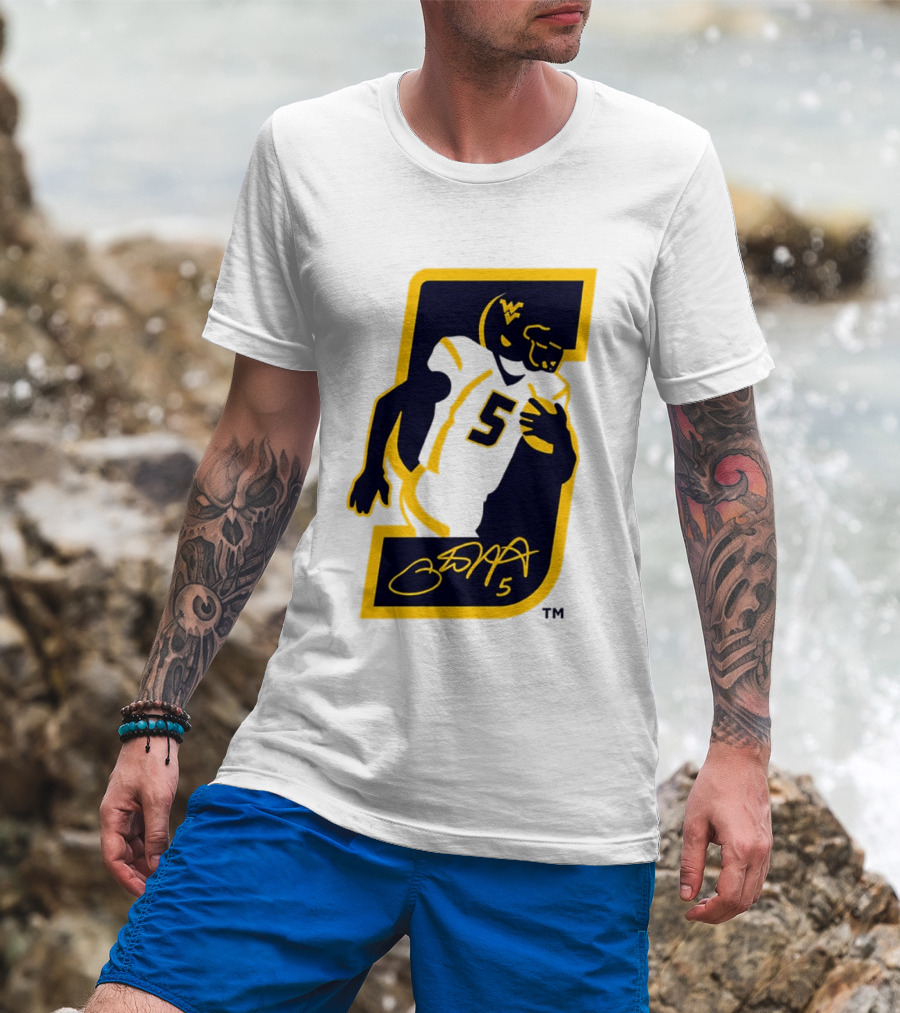WVU Number 5 Pat White Signature Retirement T-Shirt